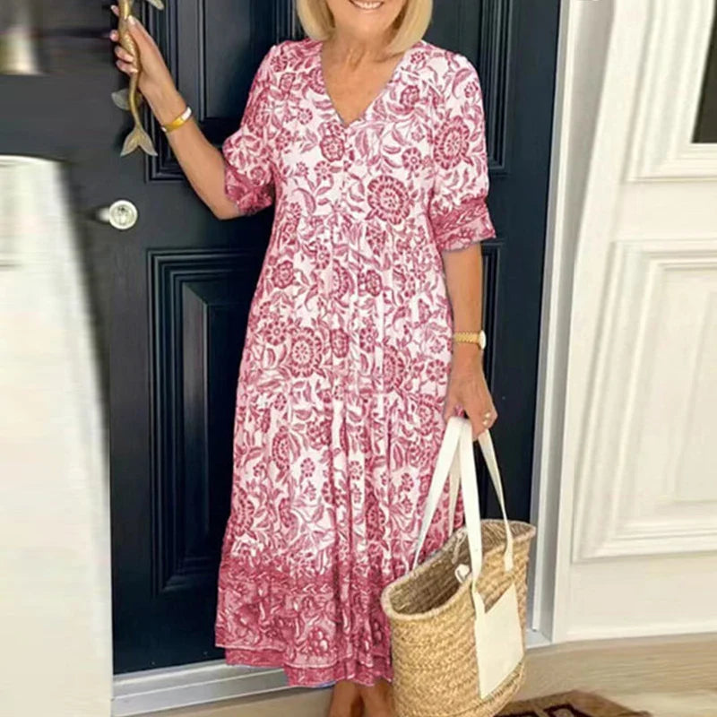 Sophia | Bohème-Maxikleid Sommer mit V-Ausschnitt für Damen, Luftig und Elegant 4