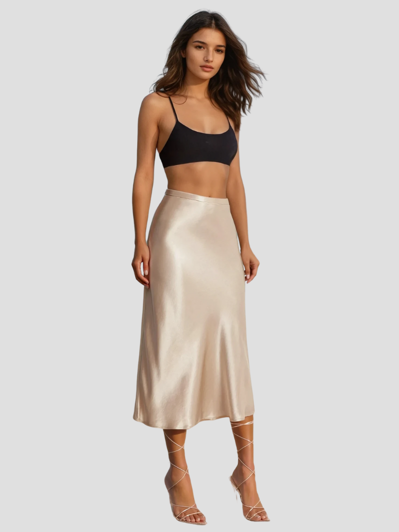 Pien | Eleganter Damenrock aus Satin im Midi-Stil für vielseitige Anlässe 6