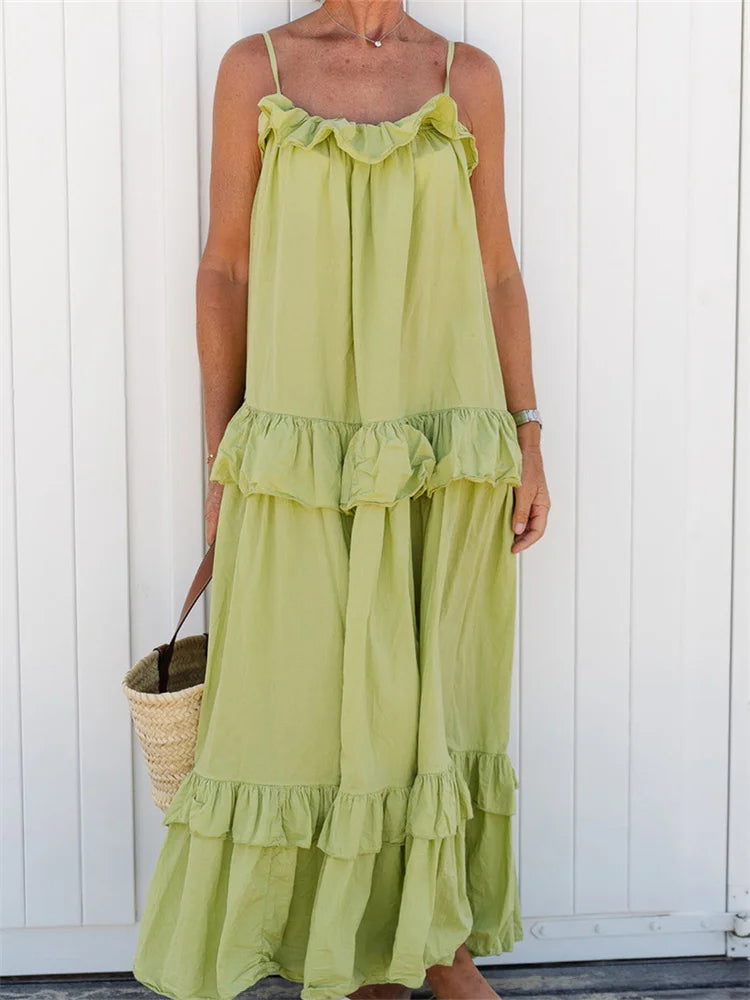 Variant image for Lise Rose Copenhagen | Luftiges Sommerkleid Damen Mit Rüschen Und Spaghetti-Trägern-7