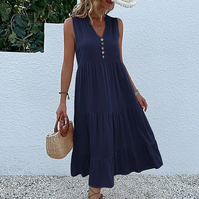 Alma | Leichtes Maxikleid Damen V-Cut Für Sommer, Luftig & Elegant-5