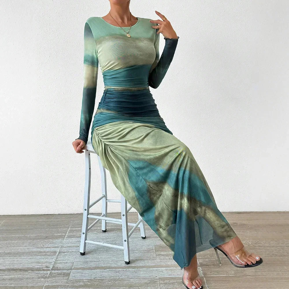 Yanisha | Elegantes Maxikleid Langarm für Damen im Sommer-4
