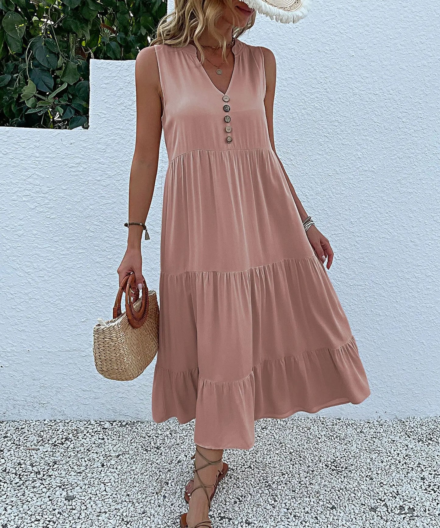 Variant image for Alma | Leichtes Maxikleid Damen V-Cut Für Sommer, Luftig & Elegant-49