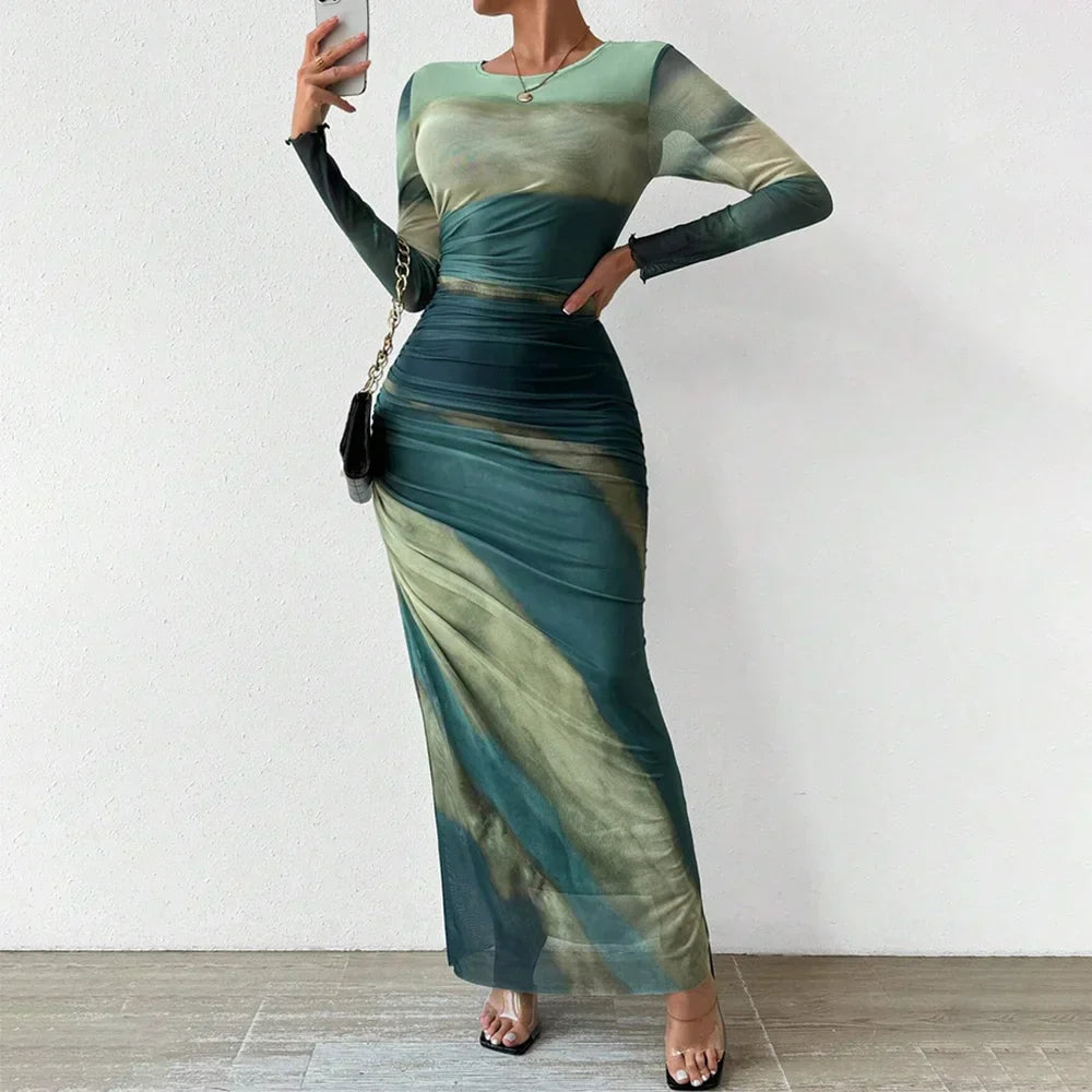 Yanisha | Elegantes Maxikleid Langarm für Damen im Sommer-1