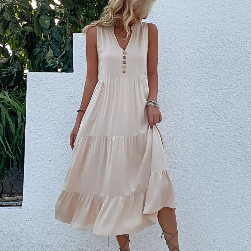 Alma | Leichtes Maxikleid Damen V-Cut Für Sommer, Luftig & Elegant-3