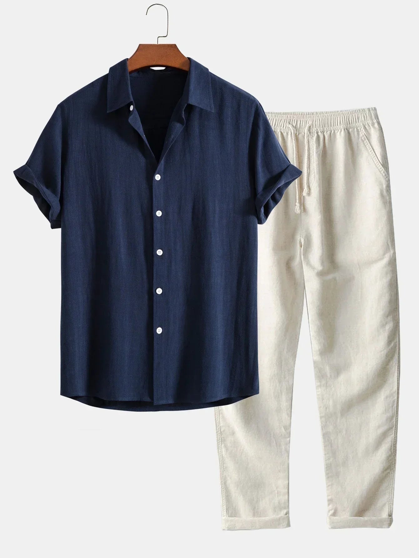 Steve's Leinen Sommer Set - Lockerer Schnitt, Atmungsaktiv 0