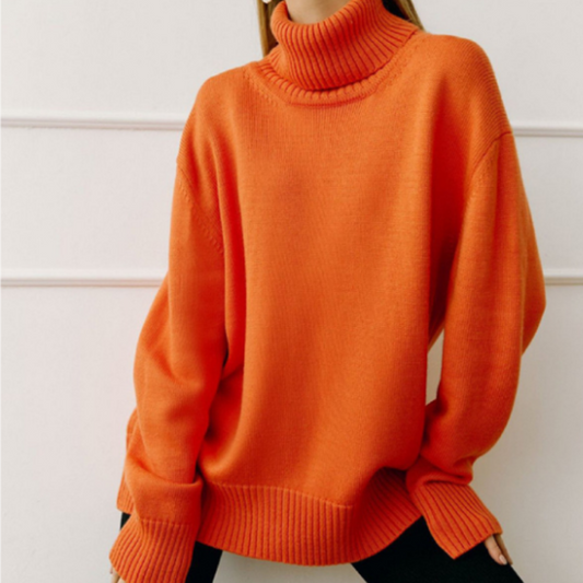 Damen Oversized Rollkragenpullover Hause Lune