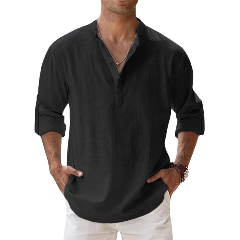 Variant image for Borris | Herren Leinenhemd Henley für Sommer und Freizeit-33