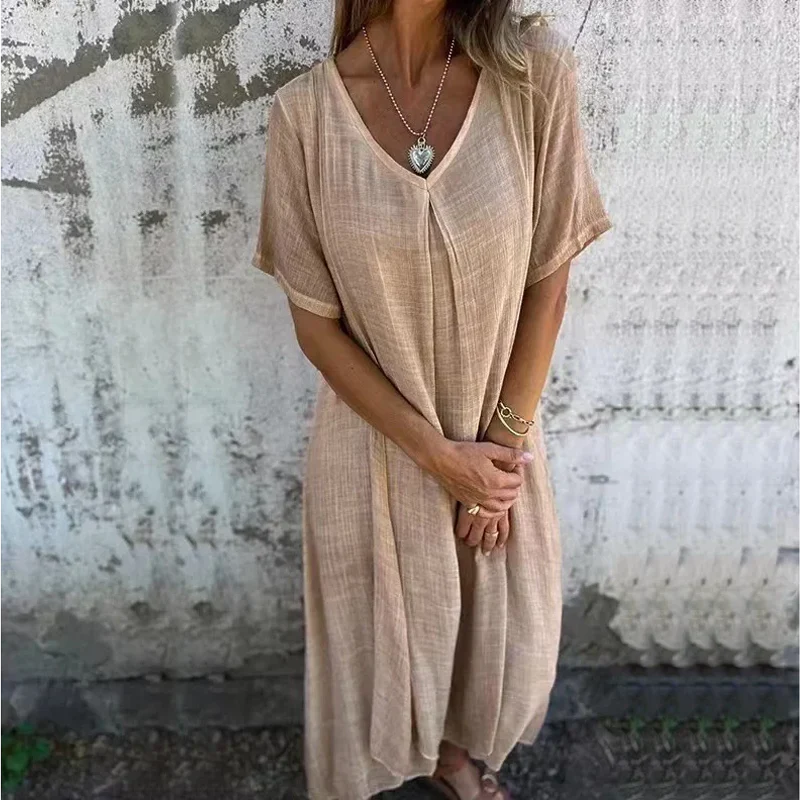 Leni | Damenkleid Mit V-Ausschnitt Und Praktischen Seitentaschen 5