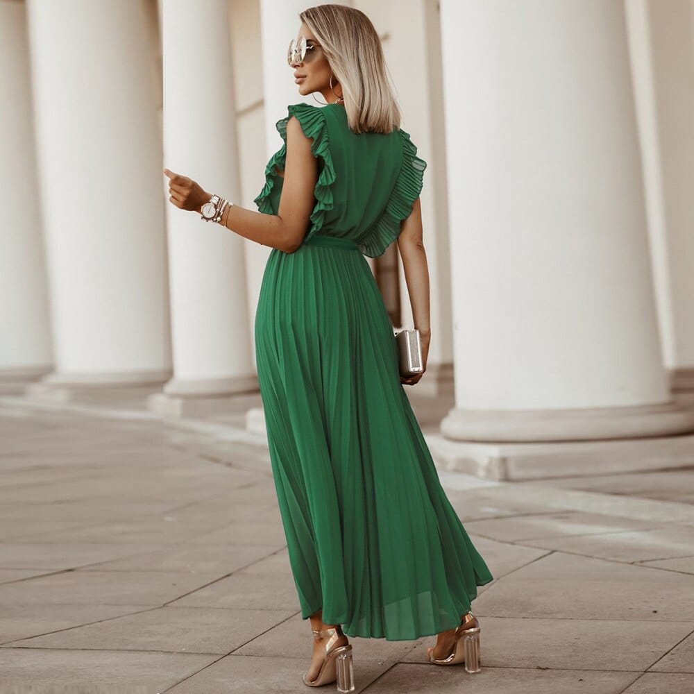Evelina | Grünes Damen Kleid Mit V-Ausschnitt Für Hochzeitsgäste Und Feste 1