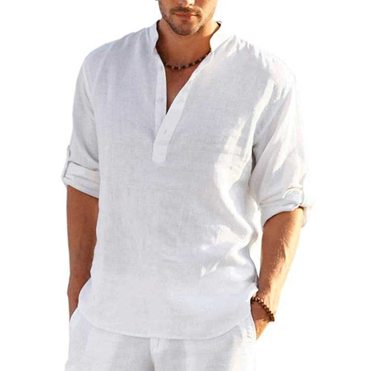 James | Leinen Hemd Herren - Elegantes Sommer Hemd Langarm-3