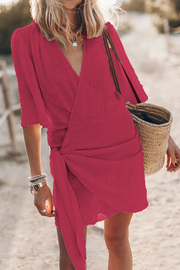 ISALINE | Lässiges Wickelkleid Damen für den Sommer mit V-Ausschnitt und Streifendetail 6