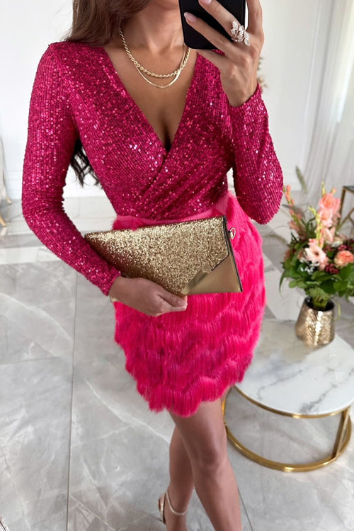 Elvina | Glamouröses Partykleid Damen mit Glitzer und Patchwork-Design 2