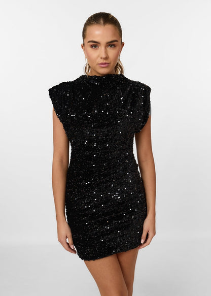 Vayenna | Schwarzes Minikleid Mit Pailletten – Elegantes Kurzkleid Für Feste Und Partys 1
