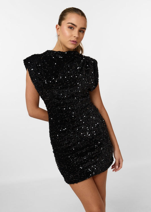 Vayenna | Schwarzes Minikleid Mit Pailletten – Elegantes Kurzkleid Für Feste Und Partys 2