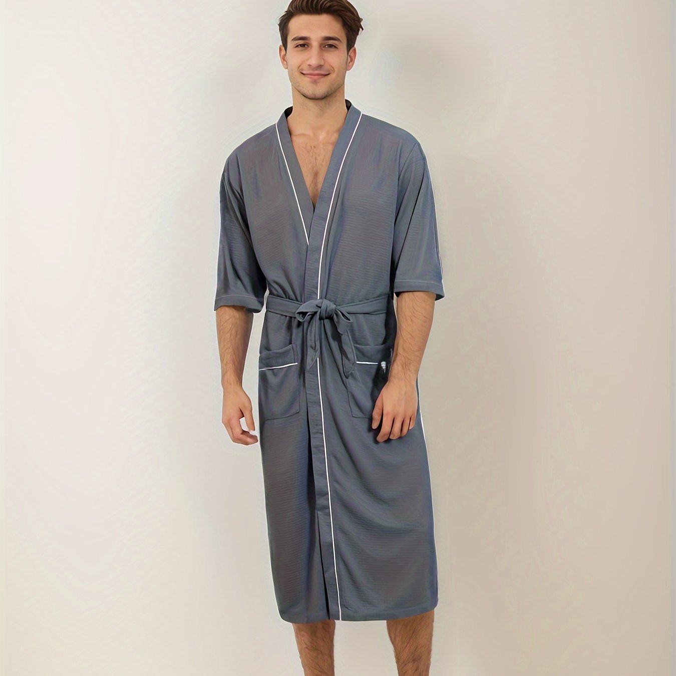 Noah | Stijlvolle herenbadjas met korte mouwen en dubbele zakken Hause Lune