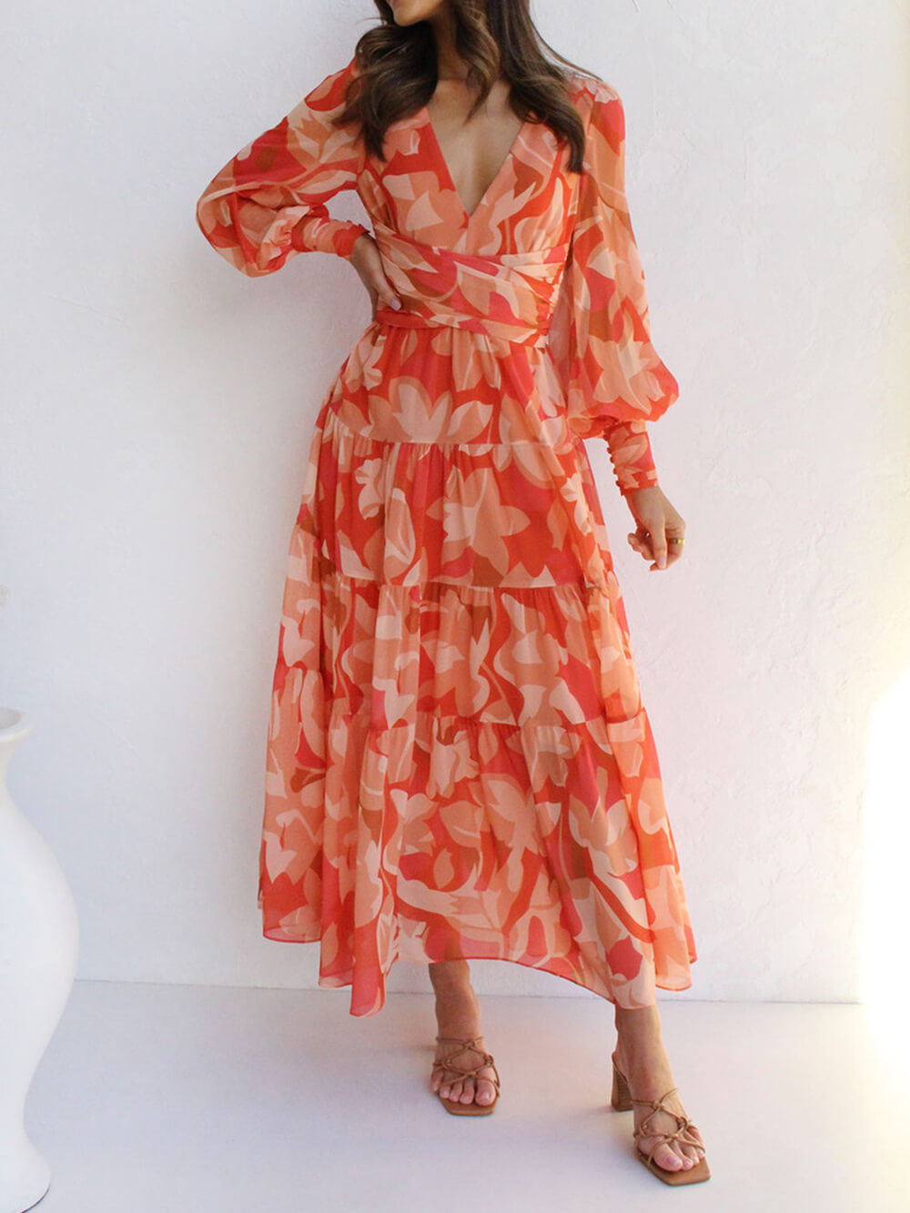 Aiza | Ungezwungenes V-Ausschnitt Midi Kleid - Müheloser Stil & Komfort-3
