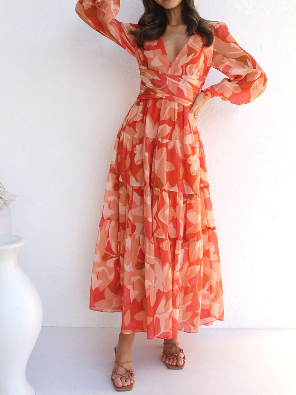 Aiza | Ungezwungenes V-Ausschnitt Midi Kleid - Müheloser Stil & Komfort-4