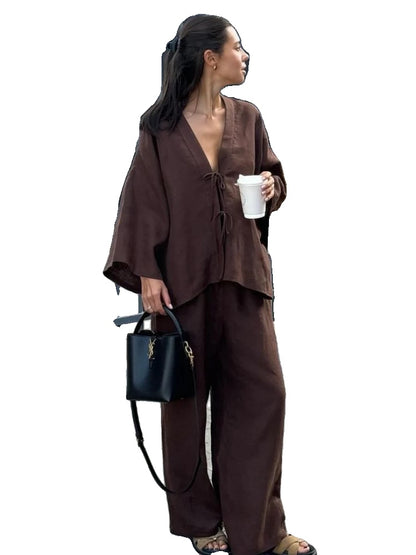Variant image for Anna | Lässige Braune Baumwoll-Hemdhose Mit Elastischer Taille-34