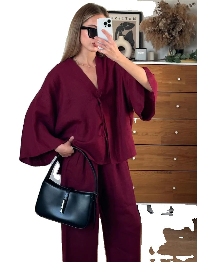Variant image for Anna | Lässige Braune Baumwoll-Hemdhose Mit Elastischer Taille-26