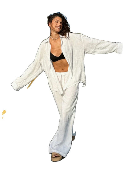 Variant image for Anna | Lässige Braune Baumwoll-Hemdhose Mit Elastischer Taille-25