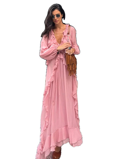 Variant image for Maxi Kleid | Elegantes Maxikleid Mit Rüschenkante Für Hochzeitsgäste Und Sommerveranstaltungen-1