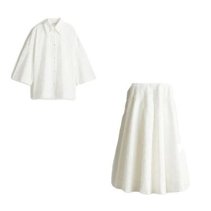 Variant image for Elegantes Hemdrock-Set | Damen Langarm T-Shirt und Plissee Rock-1