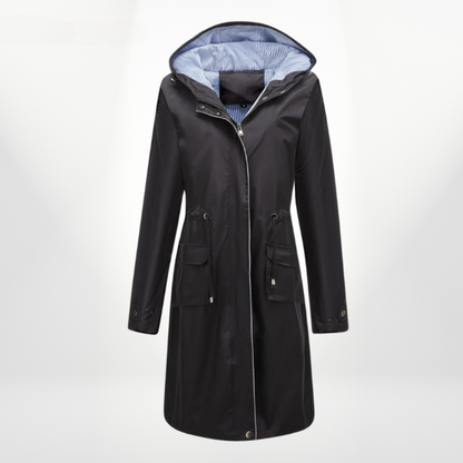 Damen Trenchcoat mit Kapuze Lang Hause Lune