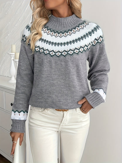 Damen Stehkragen Norwegian Pullover Hause Lune