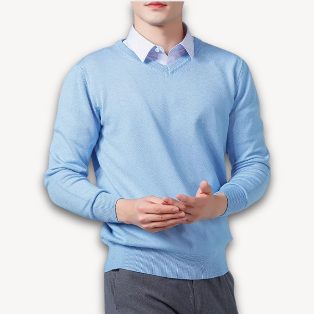 Loravelle | Men's Cashmere V-Neck Sweater - Slim Fit - Soft & Lightweight - Casual & Formal Wear - Adult Clothing Hause Lune