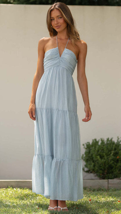 Variant image for Floor | Damen Kleid V-Ausschnitt im Eleganten Bohemian-Stil für Sommerabende-5