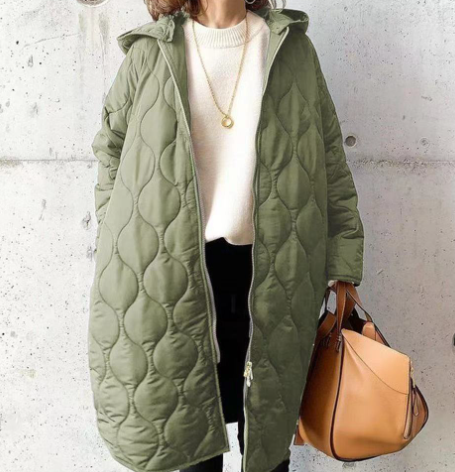 Fleur | Dames Gewatteerde Lange Jas | Met Capuchon Hause Lune