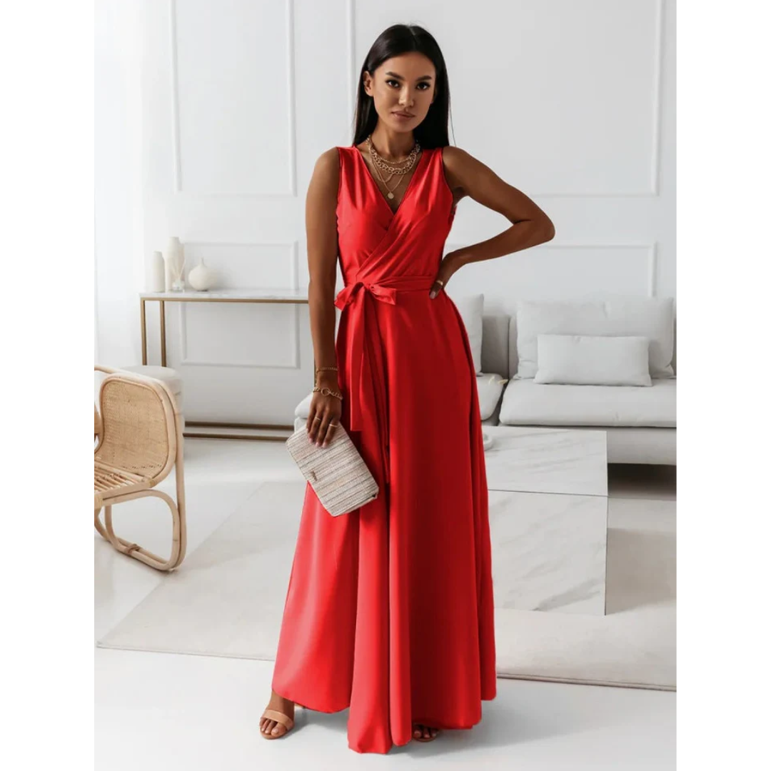 Lena | Damen Maxikleid Ärmellos Mit V-Ausschnitt Für Sommer & Festliche Anlässe 4