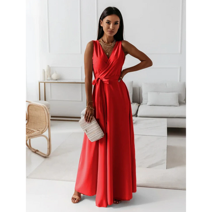 Lena | Damen Maxikleid Ärmellos Mit V-Ausschnitt Für Sommer & Festliche Anlässe 4
