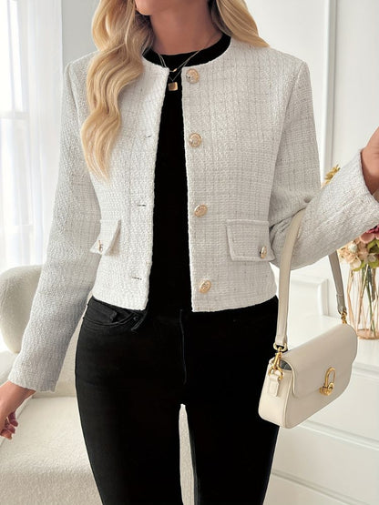 Max | Damen Tweed Blazer mit Knöpfen Hause Lune