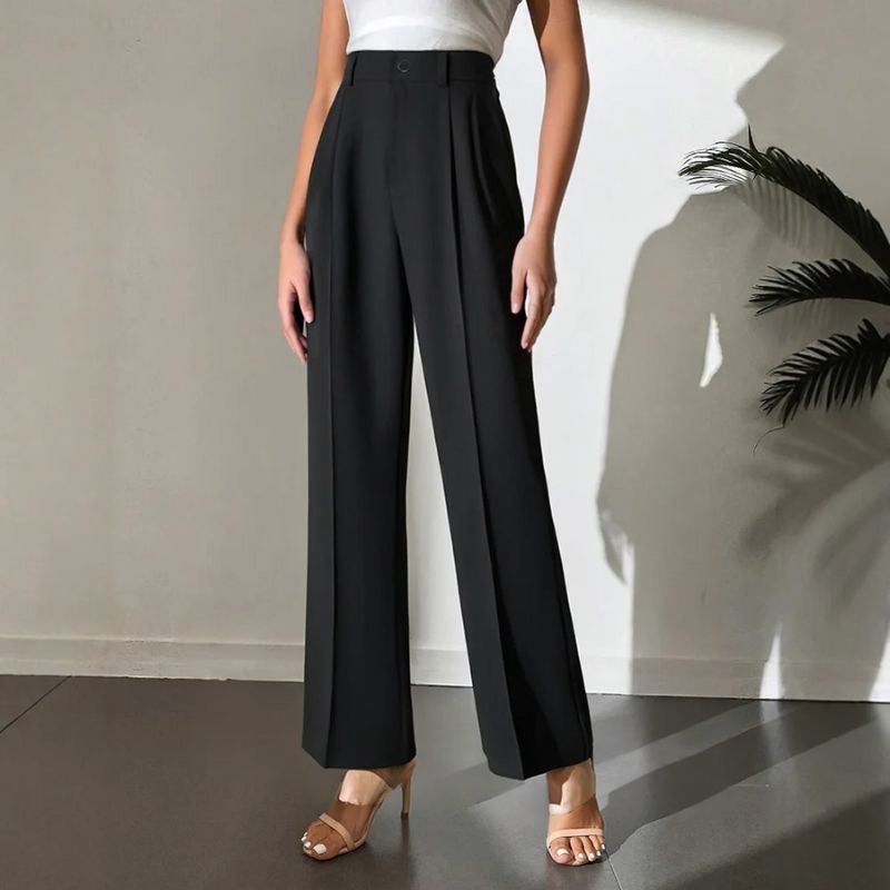 Damenhose mit hohem Bund und geradem Bein Hause Lune