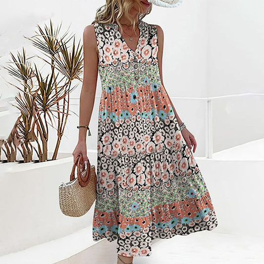 Zephyra | Elegantes Sommerkleid Damen Mit Blumendesign Und V-Ausschnitt 2