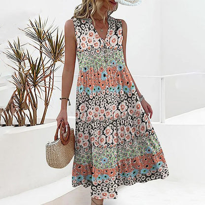 Zephyra | Elegantes Sommerkleid Damen Mit Blumendesign Und V-Ausschnitt 1