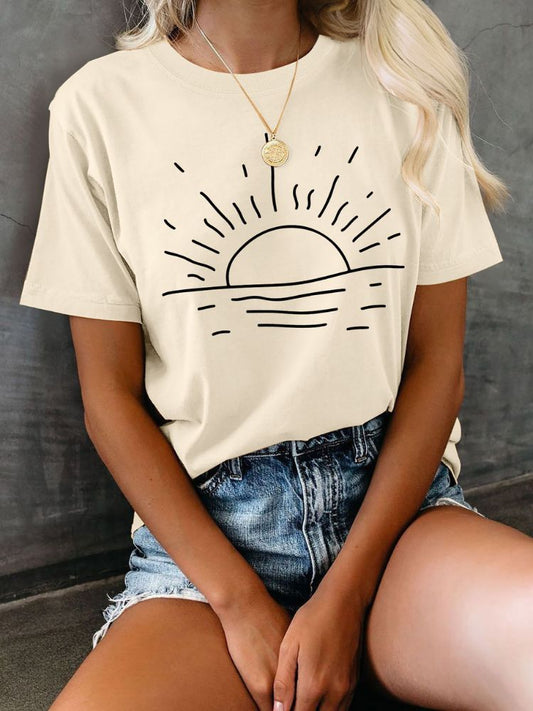 Damen T-Shirt mit Sonnenaufgang-Print Hause Lune