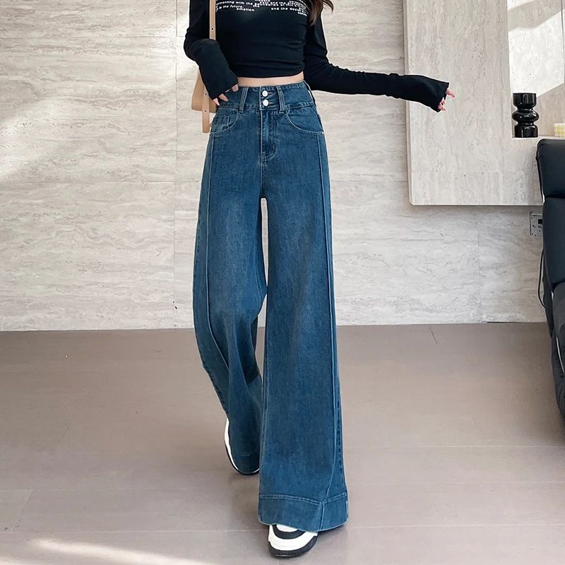 Damen Stretch-Jeans mit weitem Bein Hause Lune