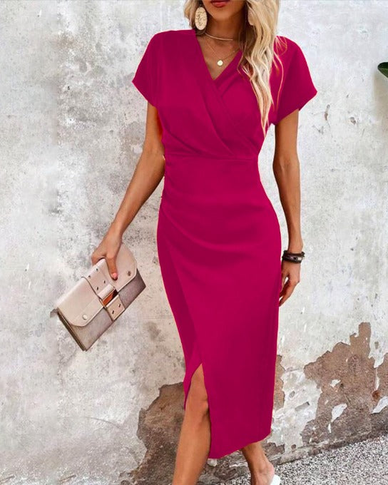 Variant image for Emma | Elegantes Midi-Party Kleid für Damen mit V-Ausschnitt und Schlitz, Ideal als Abendkleid oder Cocktailkleid-55