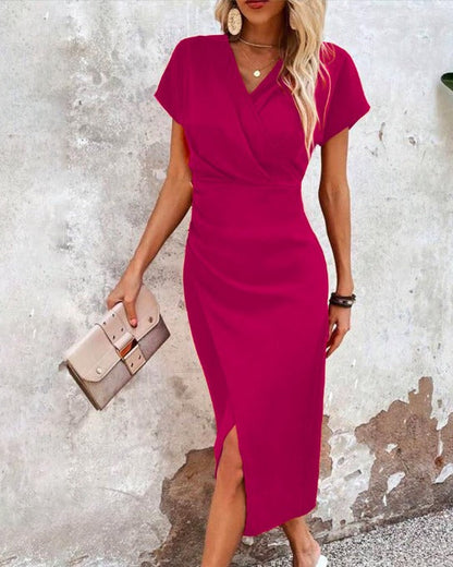 Variant image for Emma | Elegantes Midi-Party Kleid für Damen mit V-Ausschnitt und Schlitz, Ideal als Abendkleid oder Cocktailkleid-55