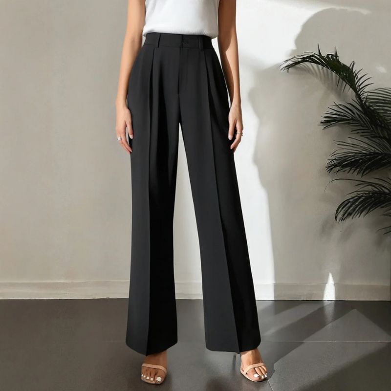 Damenhose mit hohem Bund und geradem Bein Hause Lune