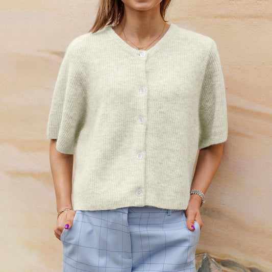 Yara | Strickjacke Damen Mit Kurzen Ärmeln - Modischer Cardigan Für Lässige Anlässe-2