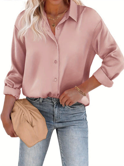 Esthere | Elegante Damenbluse aus Satin mit Knopfverschluss für Festliche Anlässe 5