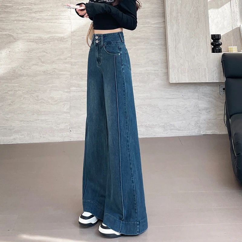 Damen Stretch-Jeans mit weitem Bein Hause Lune