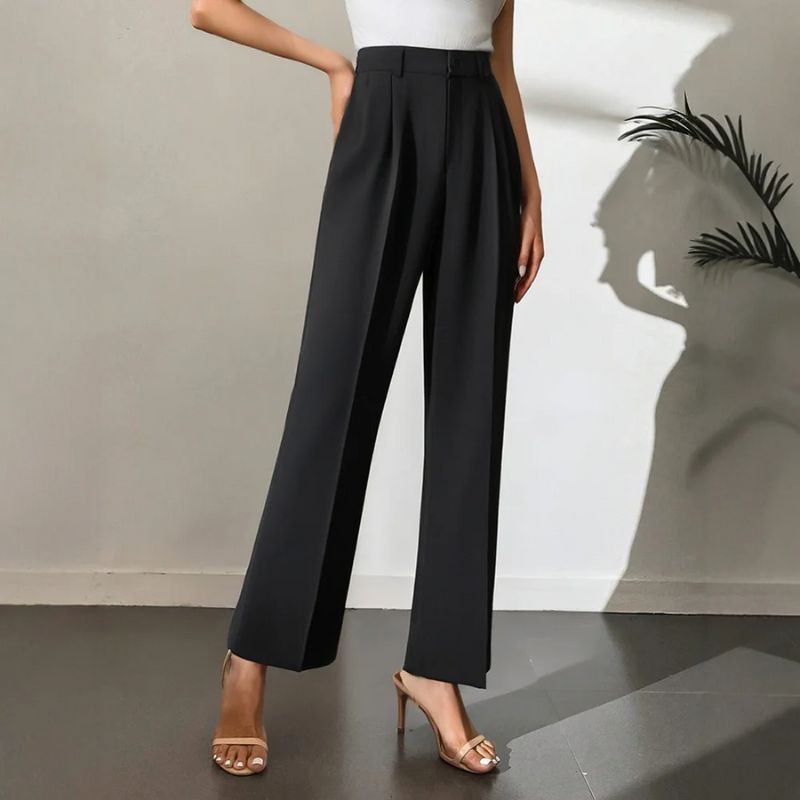 Damenhose mit hohem Bund und geradem Bein Hause Lune