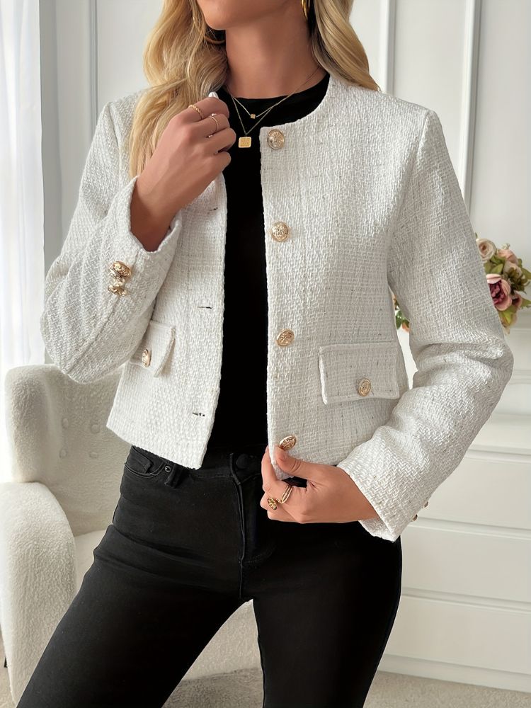 Max | Damen Tweed Blazer mit Knöpfen Hause Lune