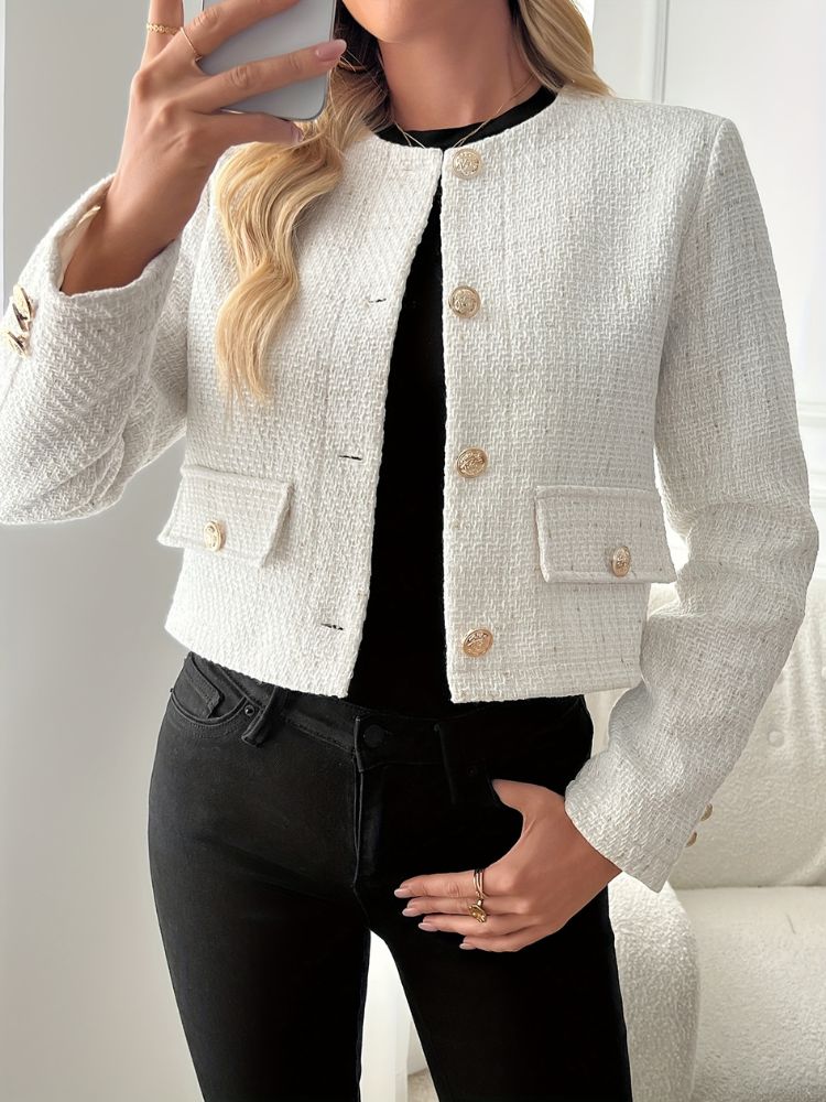 Max | Damen Tweed Blazer mit Knöpfen Hause Lune