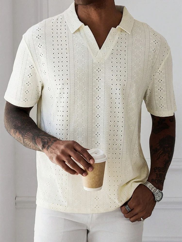 Mika | Herren Lässig Strick Polo-Shirt Hause Lune