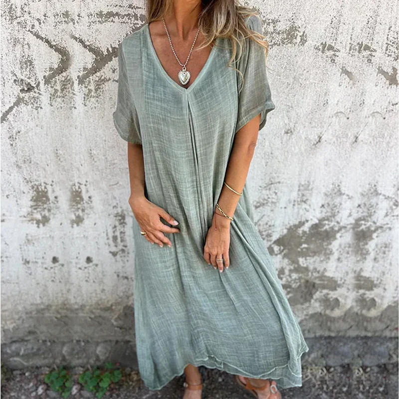 Leni | Damenkleid Mit V-Ausschnitt Und Praktischen Seitentaschen 6